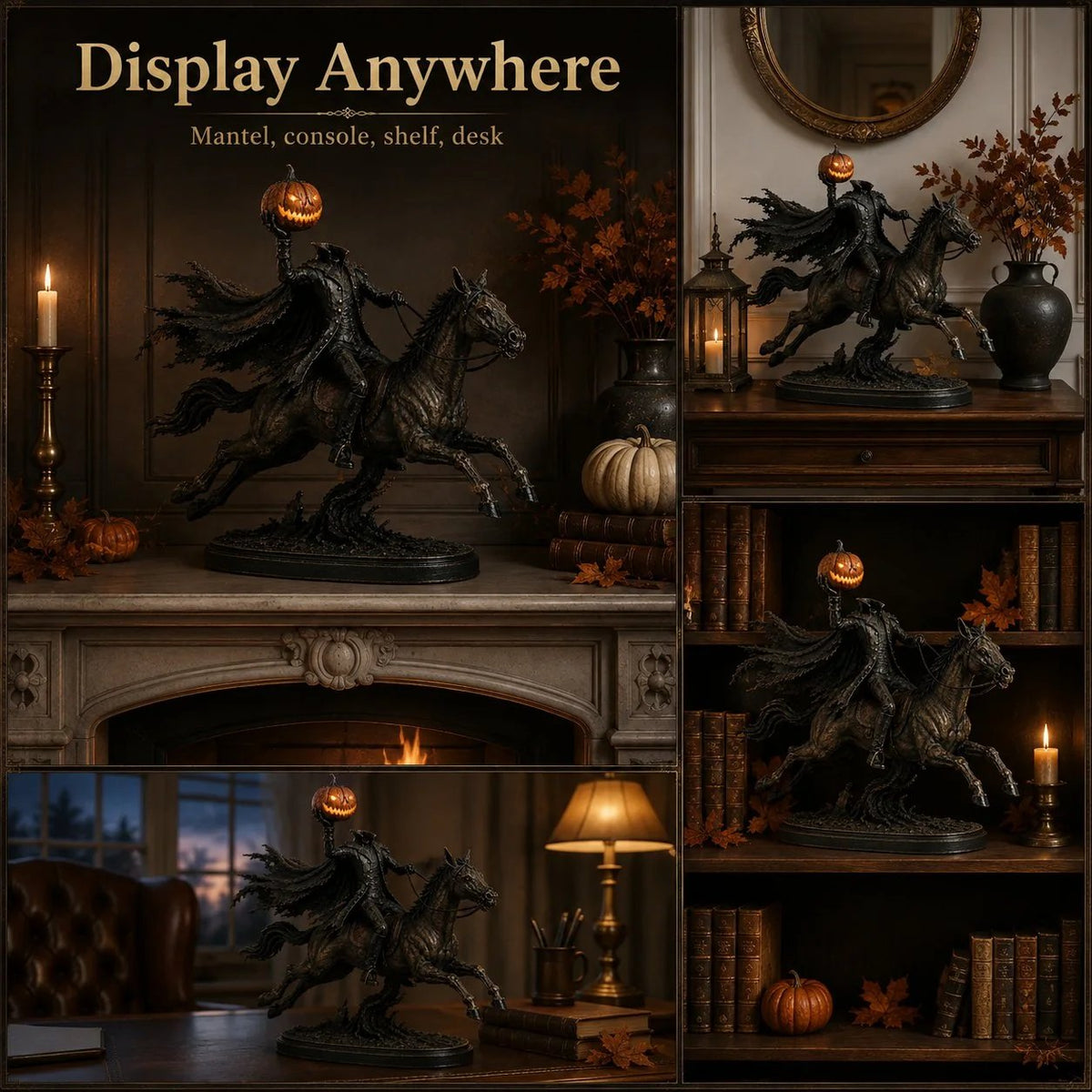 LED figurka Půlnoční honička Bezhlavý jezdec – Halloweenská dekorace