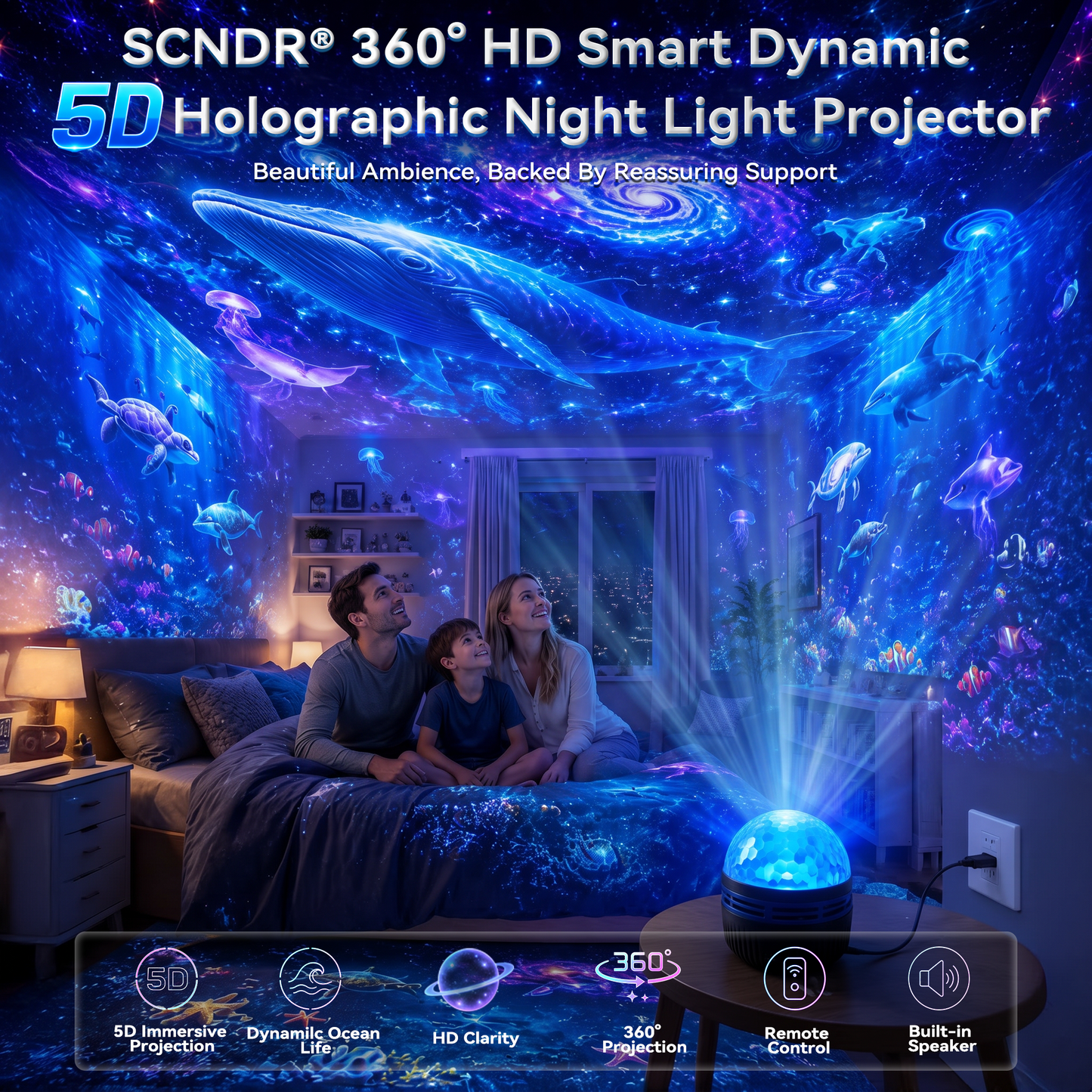 🦖🎁360° chytrý holografický projektor hvězdné oblohy (HD Smart Dynamic 5D)