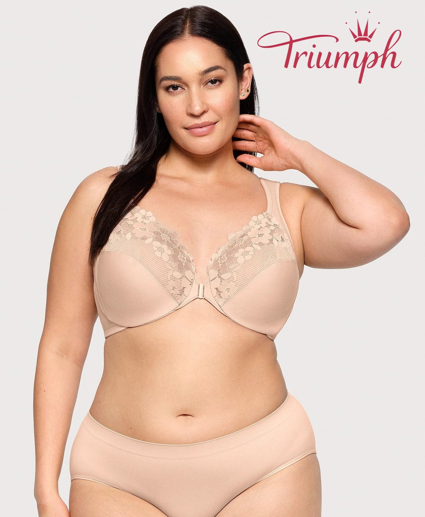 Triumph - (3 kusy) Bavlněná podprsenka s vyšívanou krajkou, zapínání vpředu