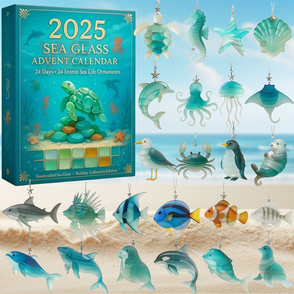 🎁🐟Adventní kalendář z mořského skla s mořskou tematikou pro rok 2025🎁