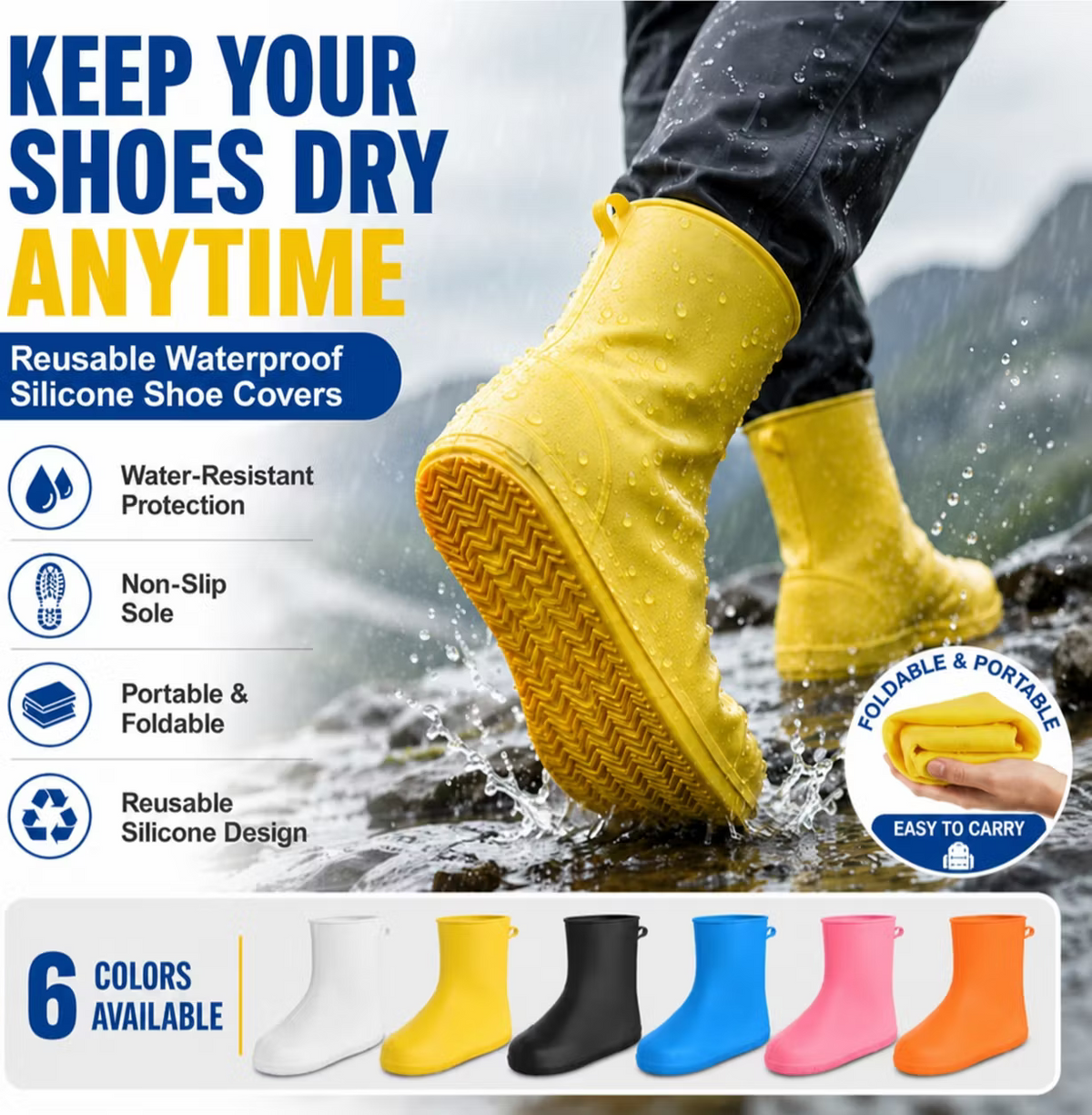 Už žádné promočené boty! Odolné holínky – protiskluzové, skládací a snadno skladné 🌧️