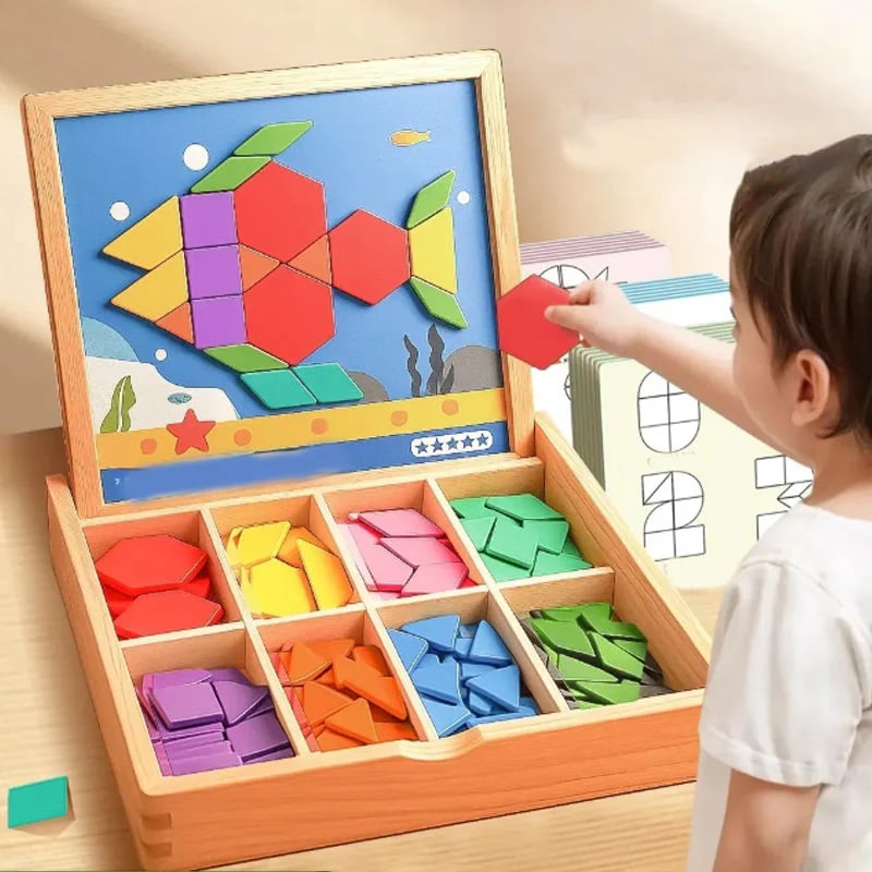 🎁Předvánoční výprodej 50% SLEVA🔥Sada dřevěných magnetických puzzle s motivem🧩