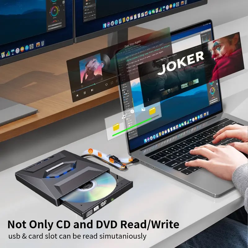 Retro notebookový CD DVD přehrávač USB C 3.0 přenosná CD vypalovačka