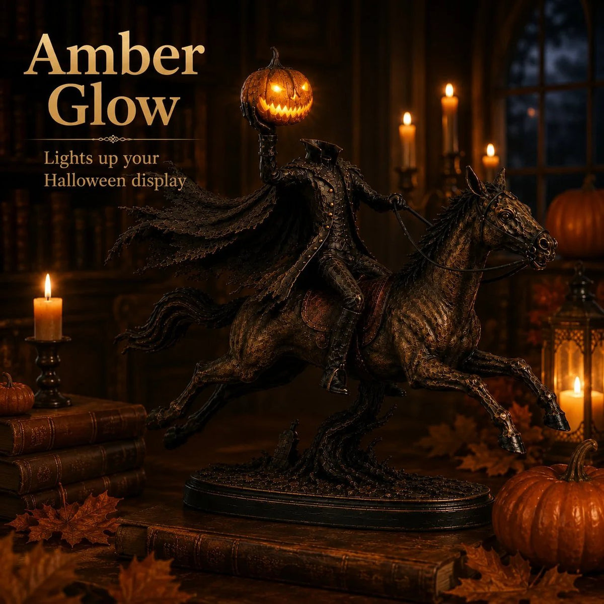 LED figurka Půlnoční honička Bezhlavý jezdec – Halloweenská dekorace