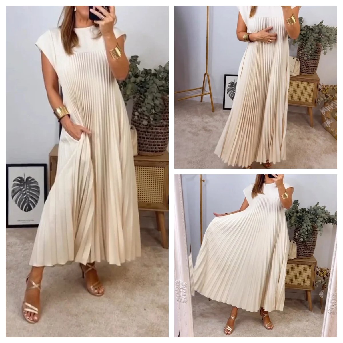 💕Dámské plisované šaty v jednobarevném provedení👗-TAB