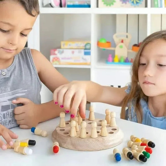 【👶Zlepšete logické myšlení svého dítěte a posílete rodinné vztahy】Dřevěné pexeso a omalovánky pro děti i dospělé