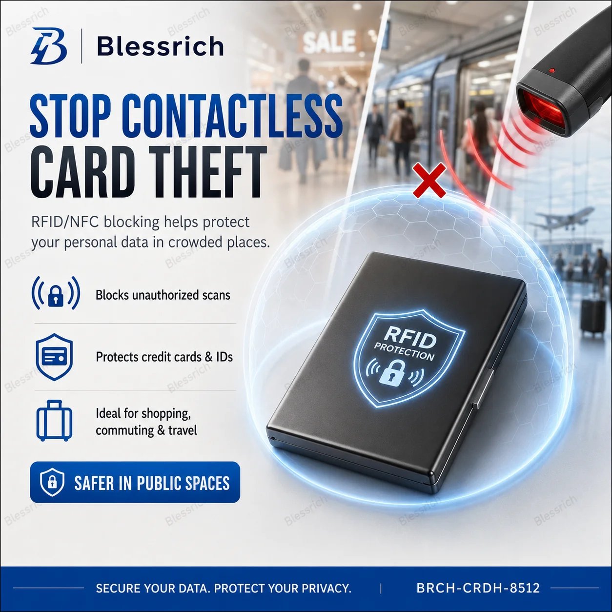 Držák kovových karet s RFID blokováním