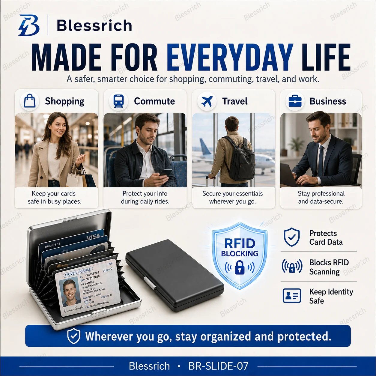 Držák kovových karet s RFID blokováním
