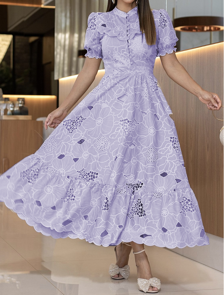 Elegantní šaty s vydlabaným květinovým vzorem