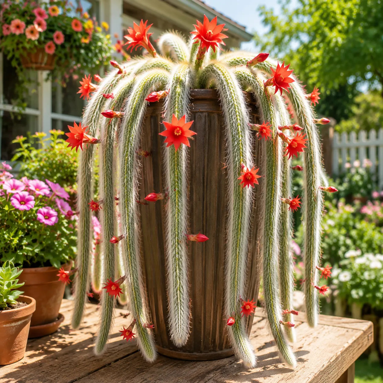 🌵Vzácný kaktus opičí ocas - živoucí vodopád hebké, nadýchané krásy