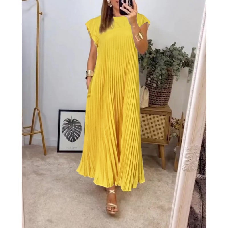 💕Dámské plisované šaty v jednobarevném provedení👗-TAB
