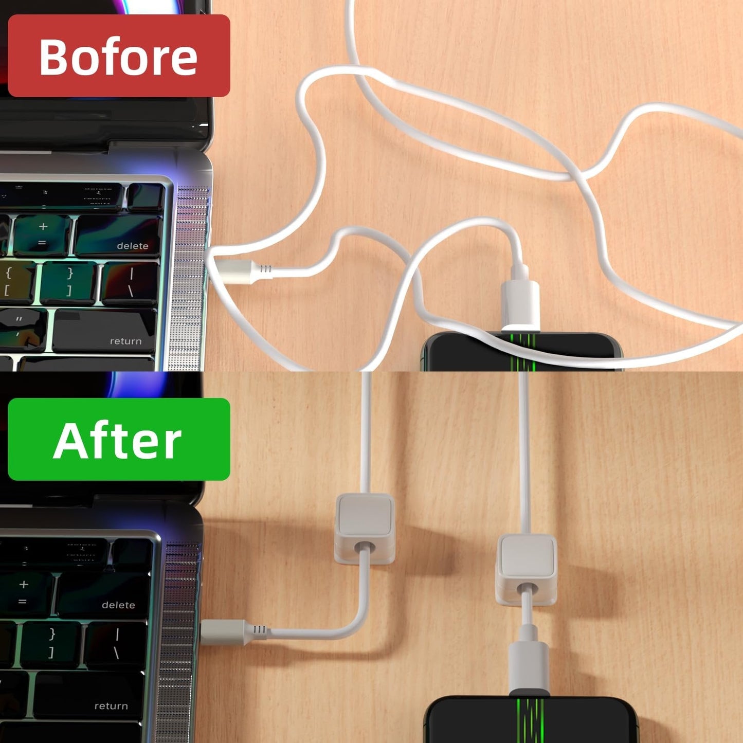 🔥KUPTE VÍCE, UŠETŘETE VÍCE – Magnetický organizér kabelů, snadné a bezpečné lepící uspořádání kabelů