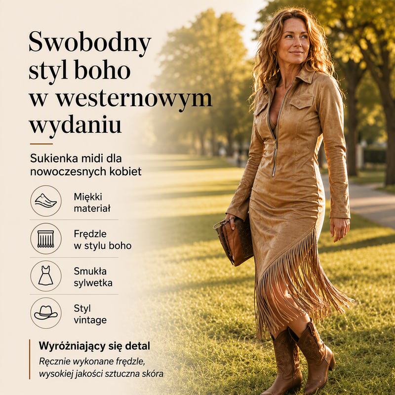 🌸Sleva 49 %💖Dámské retro midi šaty se zipem a třásněmi