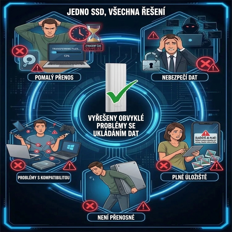 ⚡ Vysokorychlostní přenosný externí SSD disk – Kompaktní, rychlý, praktický ✨