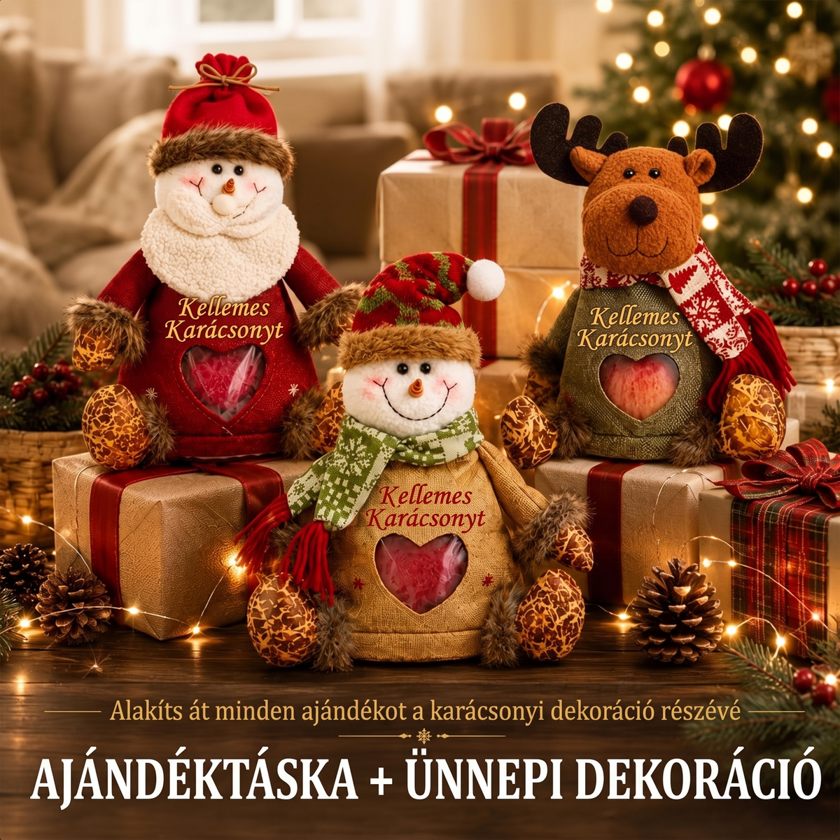 🎄🎁 SLEVA 49 % poslední den! Vánoční dárkové tašky na zip – sváteční balení 🎅✨