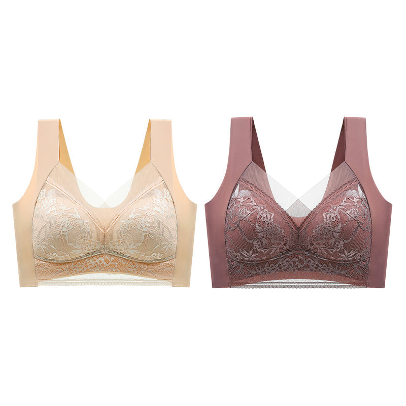 👙 Super pohodlná a měkká dámská krajková podprsenka bez ocelových kroužků【✨1 + 1 zdarma】