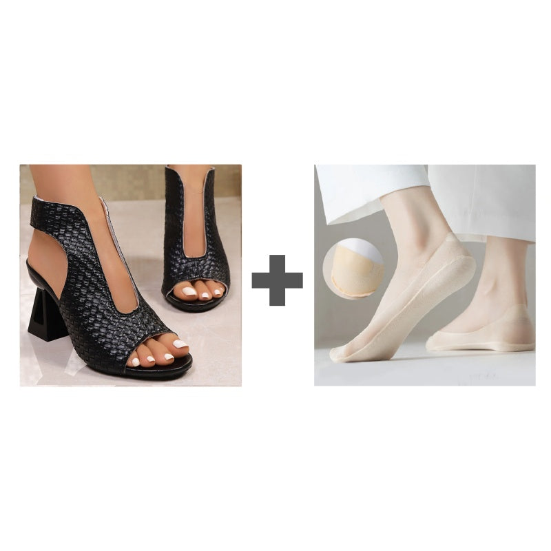 🏖️👠Elegantní dámské sandály na vysokém podpatku s otevřenou špičkou – Štíhlé nohy, pohodlná chůze 👡