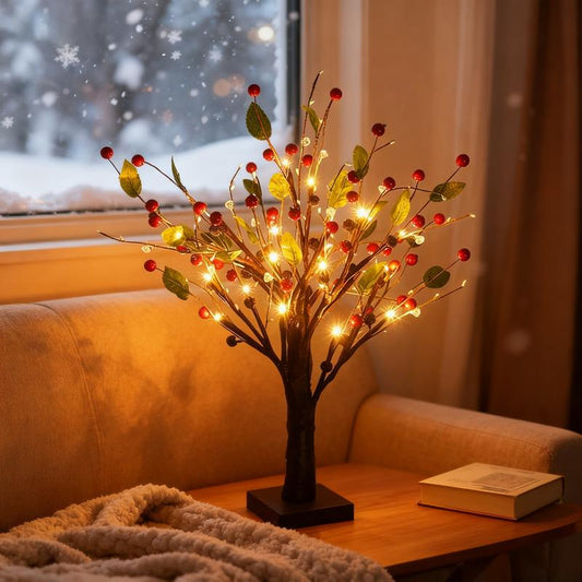 Vánoční LED lampa na strom s bobulemi