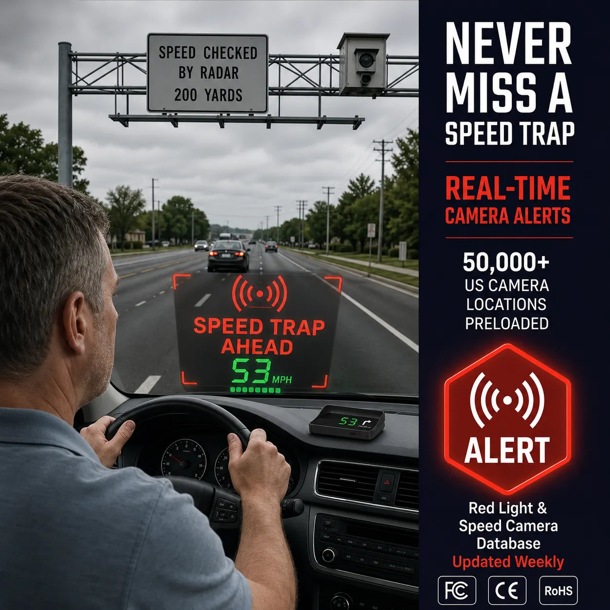 Digitální rychloměr do auta s head-up displejem (HUD) a GPS navigací