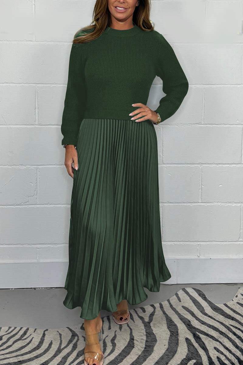 Dámské stylové a elegantní řasené šaty s kulatým výstřihem