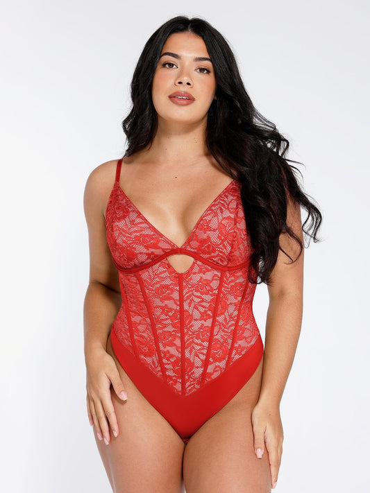 Shapewear bodysuit cutout modelování krajky