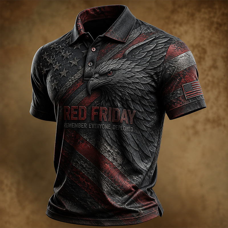 Pánské červené polo tričko s logem Friday