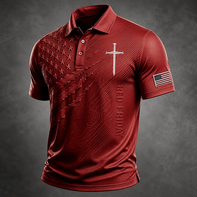Pánské červené polo tričko s logem Friday