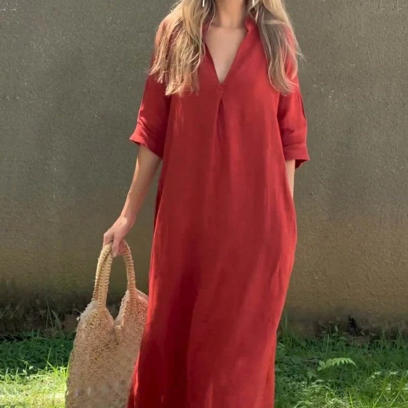 🌸Letní horký výprodej🍃Elegantní šaty s průstřihem ve výstřihu