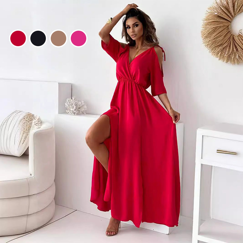 【💖Nové produkty 2025】👗Elegantní, sexy šaty pro ženy s špičatým výstřihem