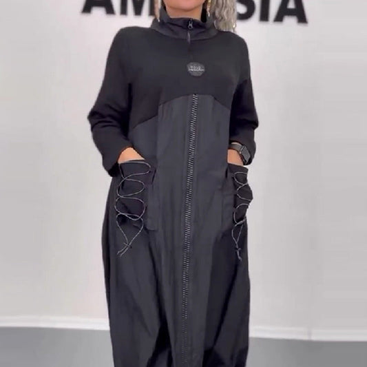 Šaty s dlouhým rukávem s výstřihem do V a stahovací šňůrkou👗