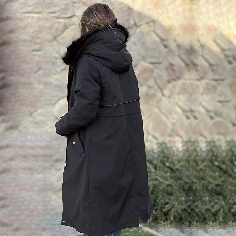 ❄️ Dámský zimní kabát s kapucí a kožešinovým límcem Casual Parka