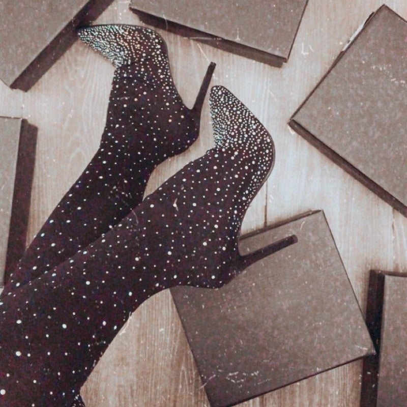 【✨ Nové produkty 2025】👢Dámské vysoké boty s lesklým kamínkem