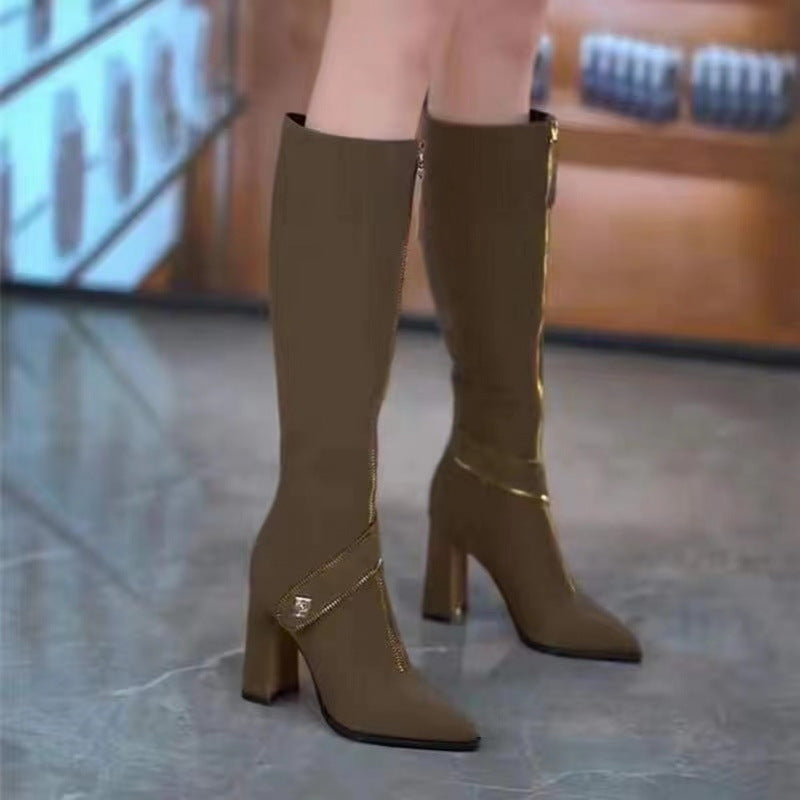【🎉Dokonalý dárek】👢 Vysoké boty se špičatým podpatkem