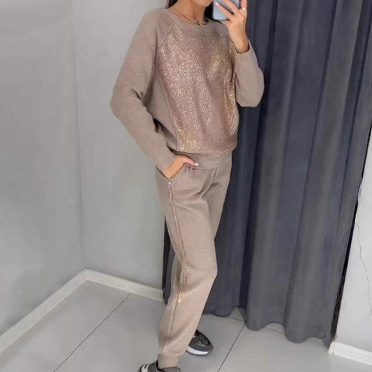 💝Dvoudílný set s dámskou mikinou a křišťálovým třpytem