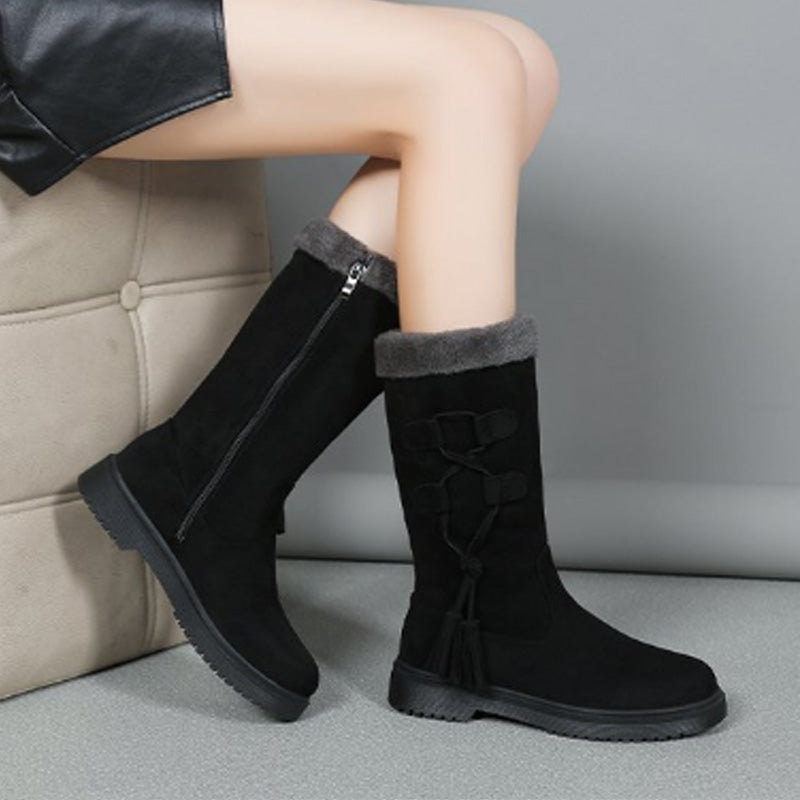 👢Hřejivé dámské kozačky do půli lýtek s bočním zipem