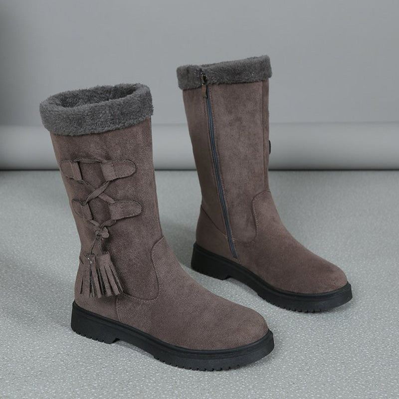 👢Hřejivé dámské kozačky do půli lýtek s bočním zipem