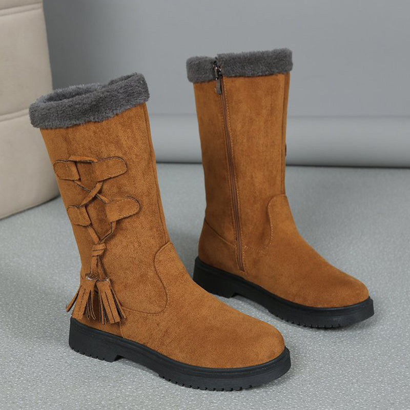 👢Hřejivé dámské kozačky do půli lýtek s bočním zipem