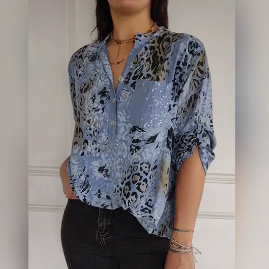 【M-4XL】🌸Dámská neformální košile s potiskem na půl knoflíku