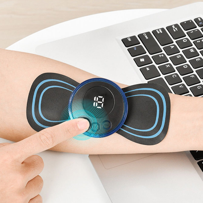 Přenosný masážní přístroj s 8 režimy a LCD displejem - mini svalový stimulátor pro úlevu od bolesti