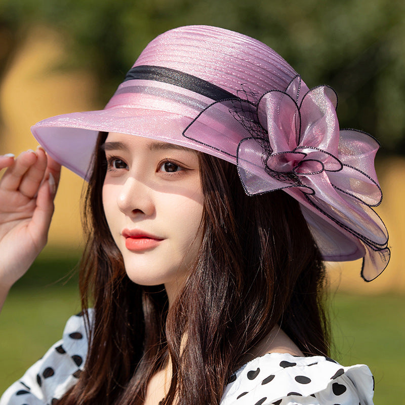 👒Elegantní květinový klobouk s ochranou proti UV záření se širokou krempou