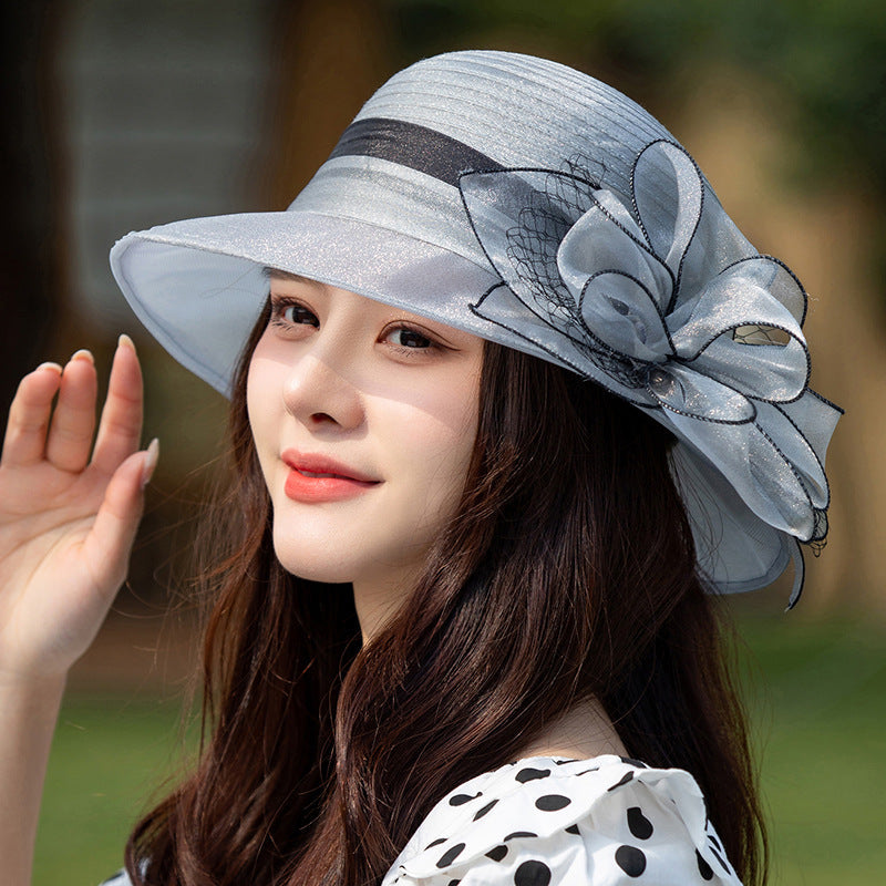 👒Elegantní květinový klobouk s ochranou proti UV záření se širokou krempou