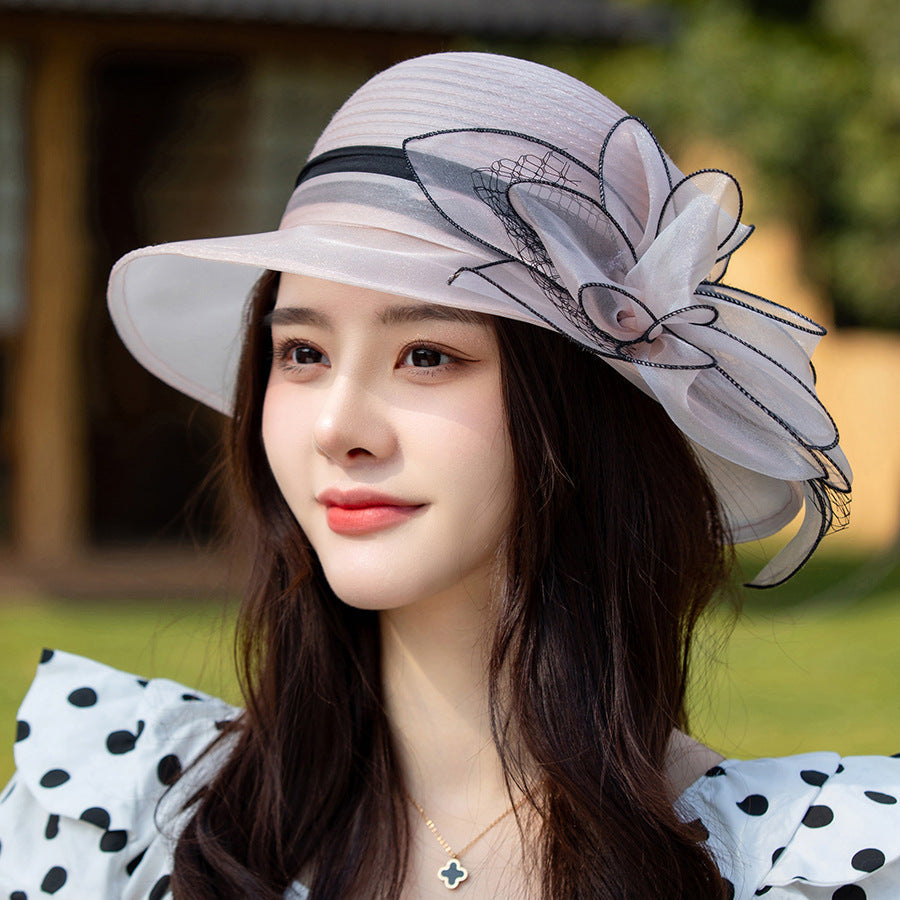 👒Elegantní květinový klobouk s ochranou proti UV záření se širokou krempou