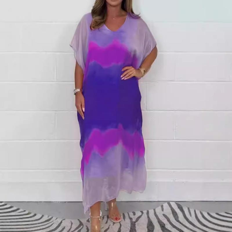 ✨【S-4XL】 Pohodlné dámské šedé šifonové šaty