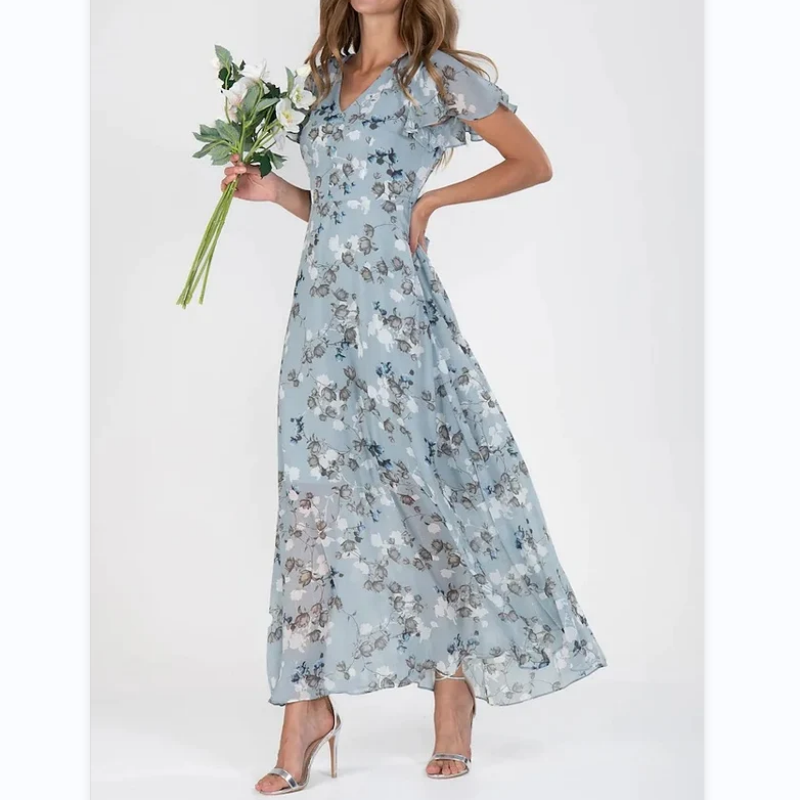 🌸 Lehké květované maxi šaty s krátkým rukávem【M-3XL】