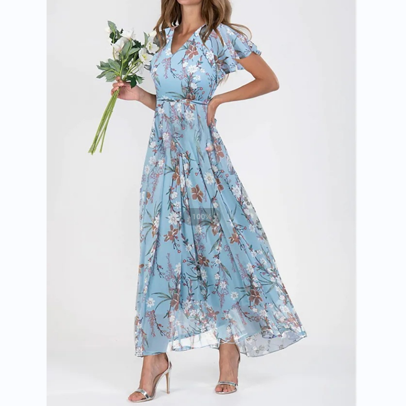 🌸 Lehké květované maxi šaty s krátkým rukávem【M-3XL】