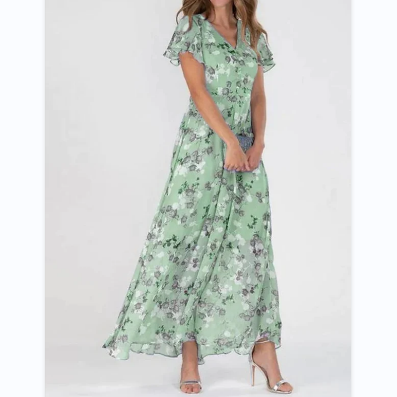🌸 Lehké květované maxi šaty s krátkým rukávem【M-3XL】