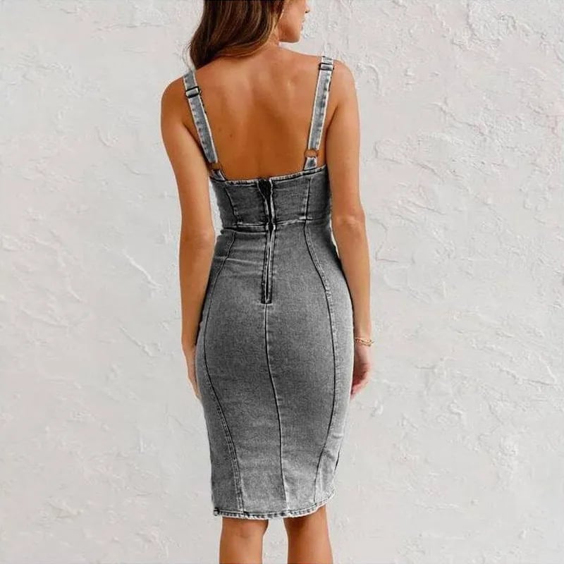 👗Džínové šaty s výstřihem do V!