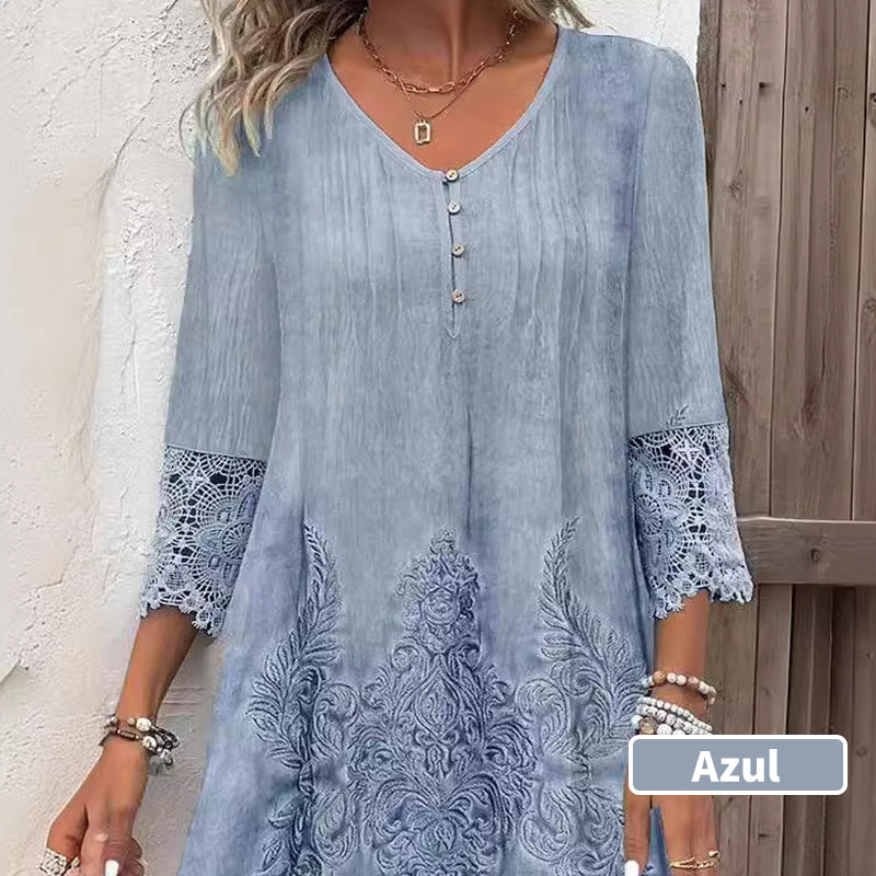 Elegantní dámské krajkové šaty s polovičními rukávy a špičatým výstřihem