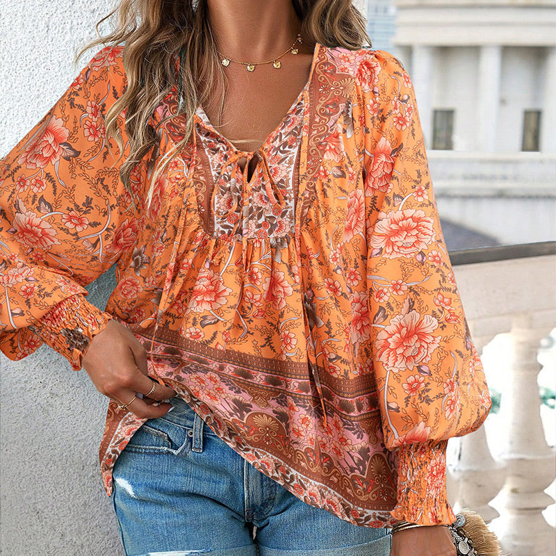 【S-2XL】🌺 Dámská módní košile s dlouhým rukávem a výstřihem do V