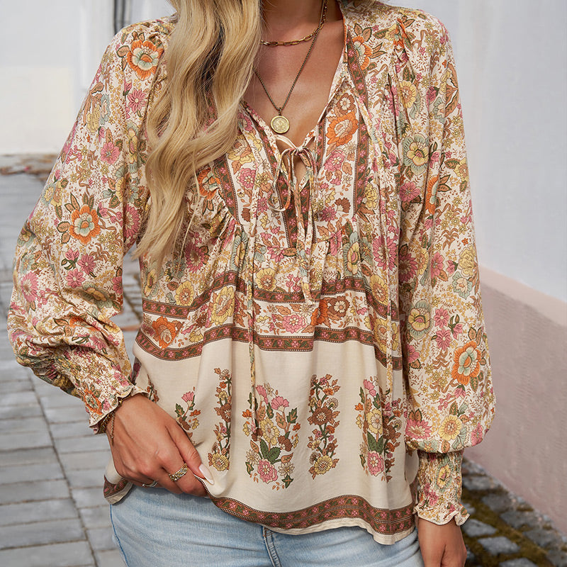 【S-2XL】🌺 Dámská módní košile s dlouhým rukávem a výstřihem do V